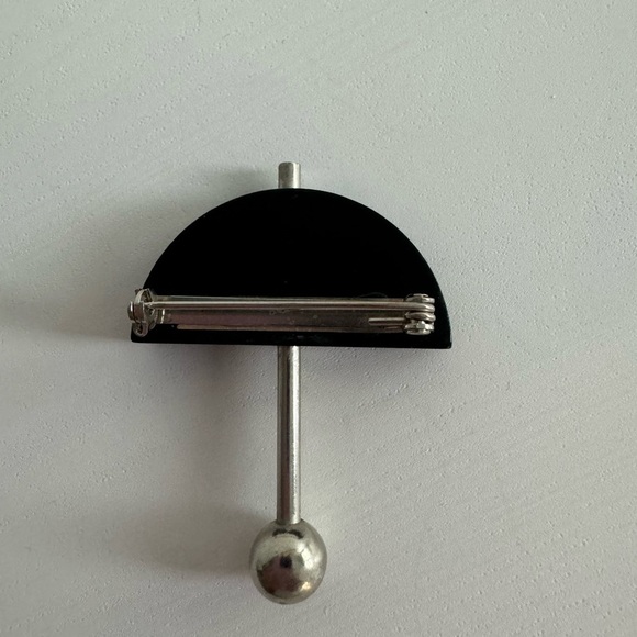 Aarikka Vintage 1990’s Wood and Metal Geometric Brooch - Picture 3 of 5